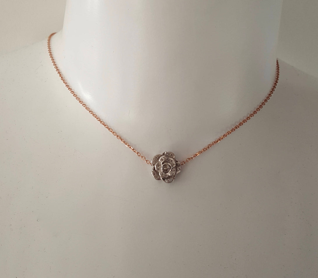 Pave Flower Pendant Necklace