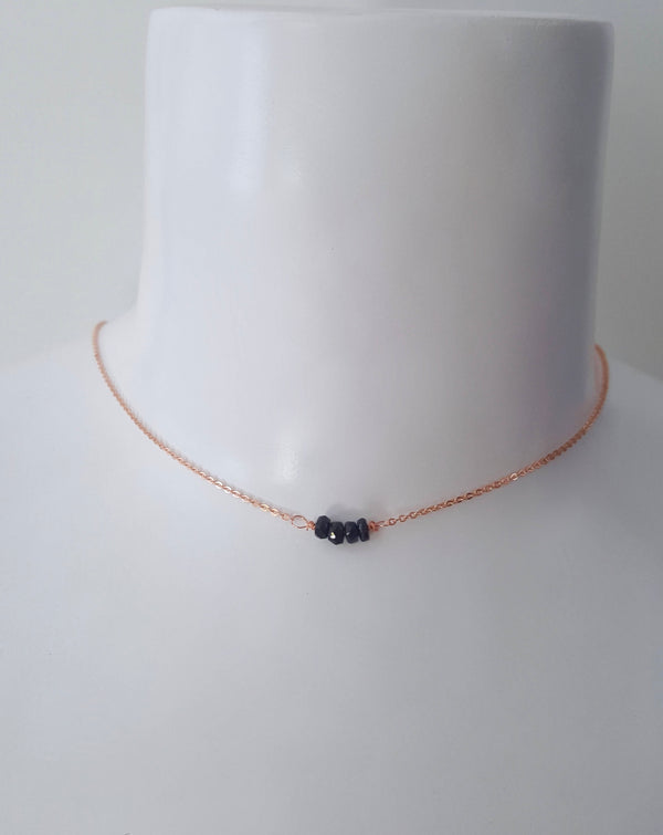 Rose Gold And Sapphire Bar Necklace