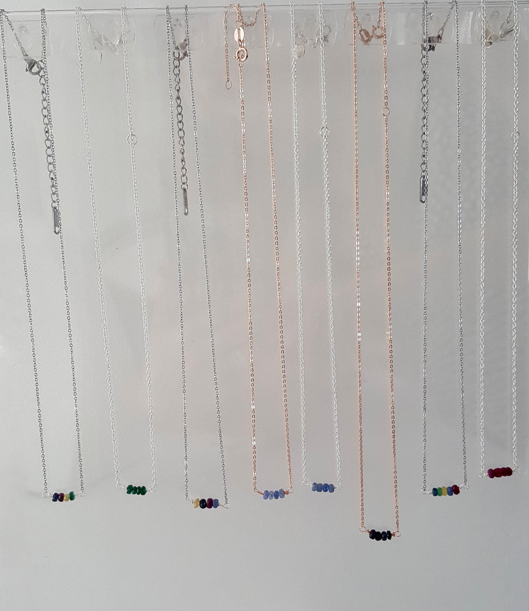 Rose Gold And Sapphire Bar Necklace