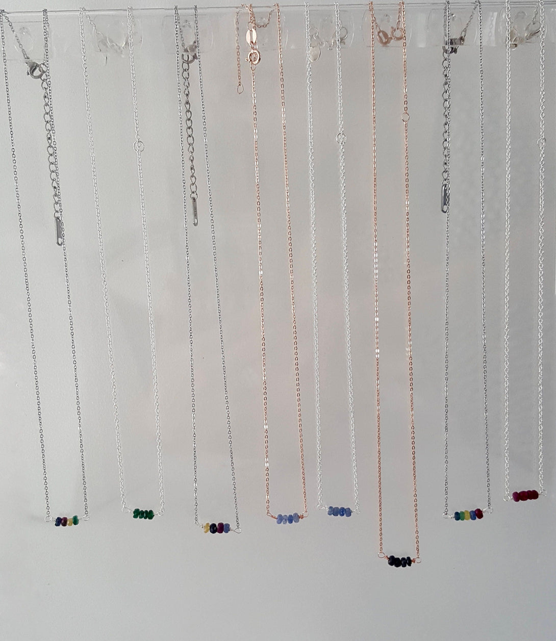 Mini Gemstone Ruby Bar Necklace