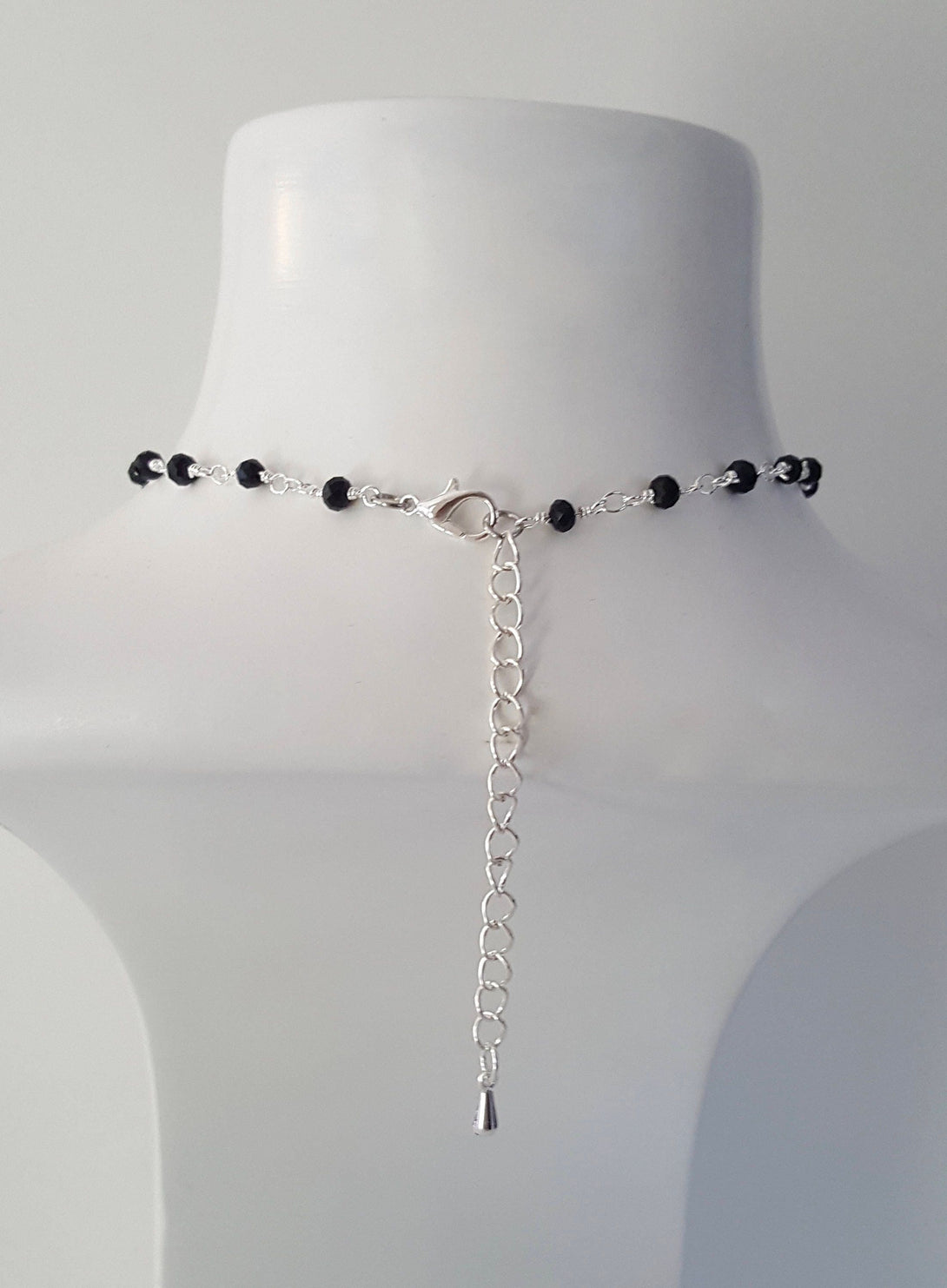 Onyx Bead Necklace With Lotus Charm, Inspirational Jewellery