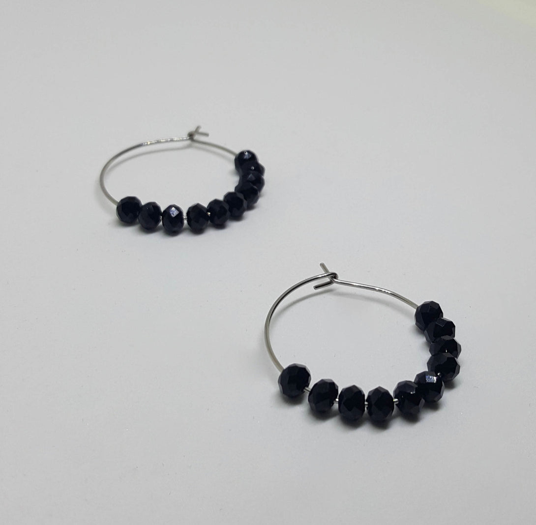 Onyx Gemstone Hoop Earrings