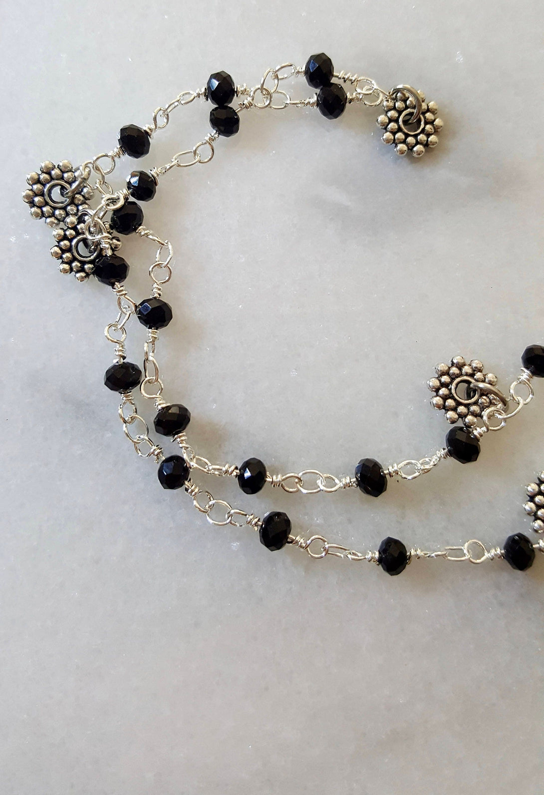 Long Onyx Bead Necklace, December Birthstone Jewellery