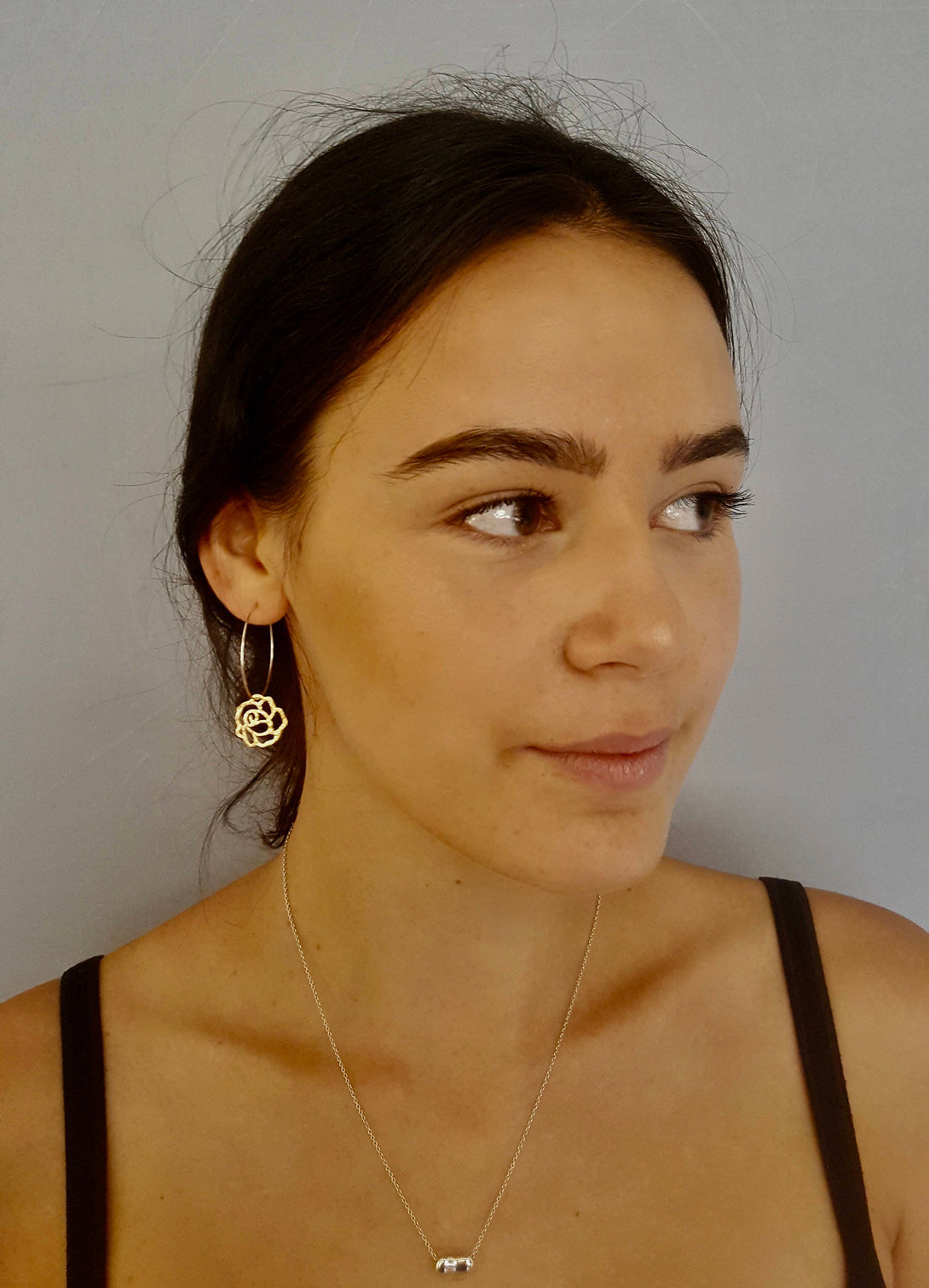 Flower Hoop Earrings, Camellia Jewellery