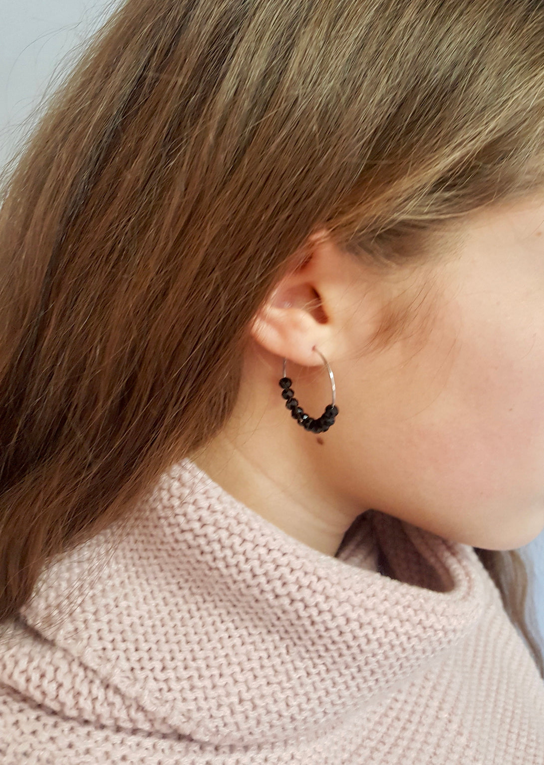 Black Onyx Hoop Earrings