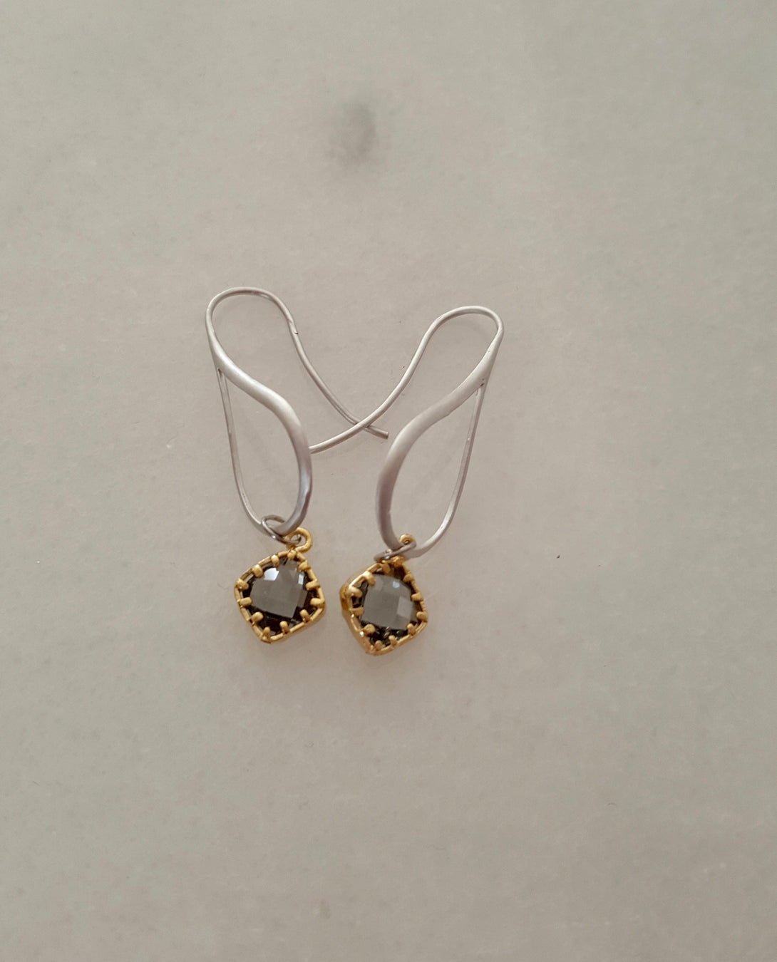 Teardrop Earrings With Crystal Charm