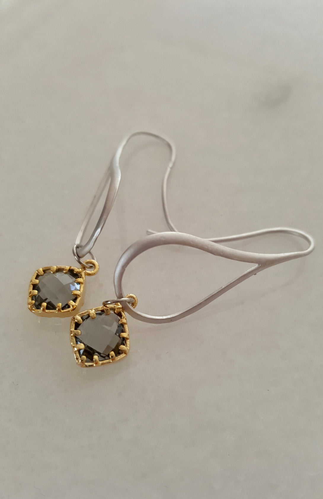 Teardrop Earrings With Crystal Charm