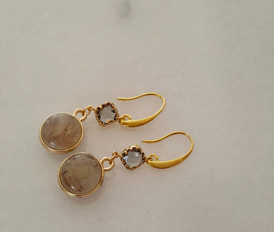 Natural Stone And Sterling Silver Drop Earrings