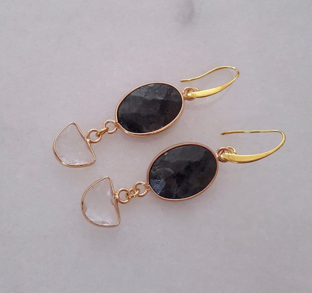 Handmade Gold Gemstone Drop Earrings, April And September Birthstone Jewellery