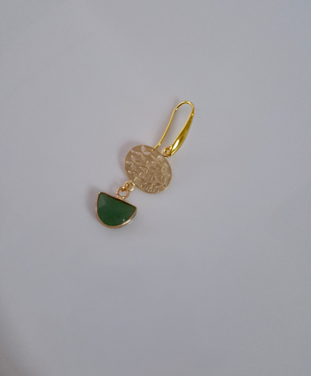 Natural Green Quartz, Filigree Gold Drop Earrings