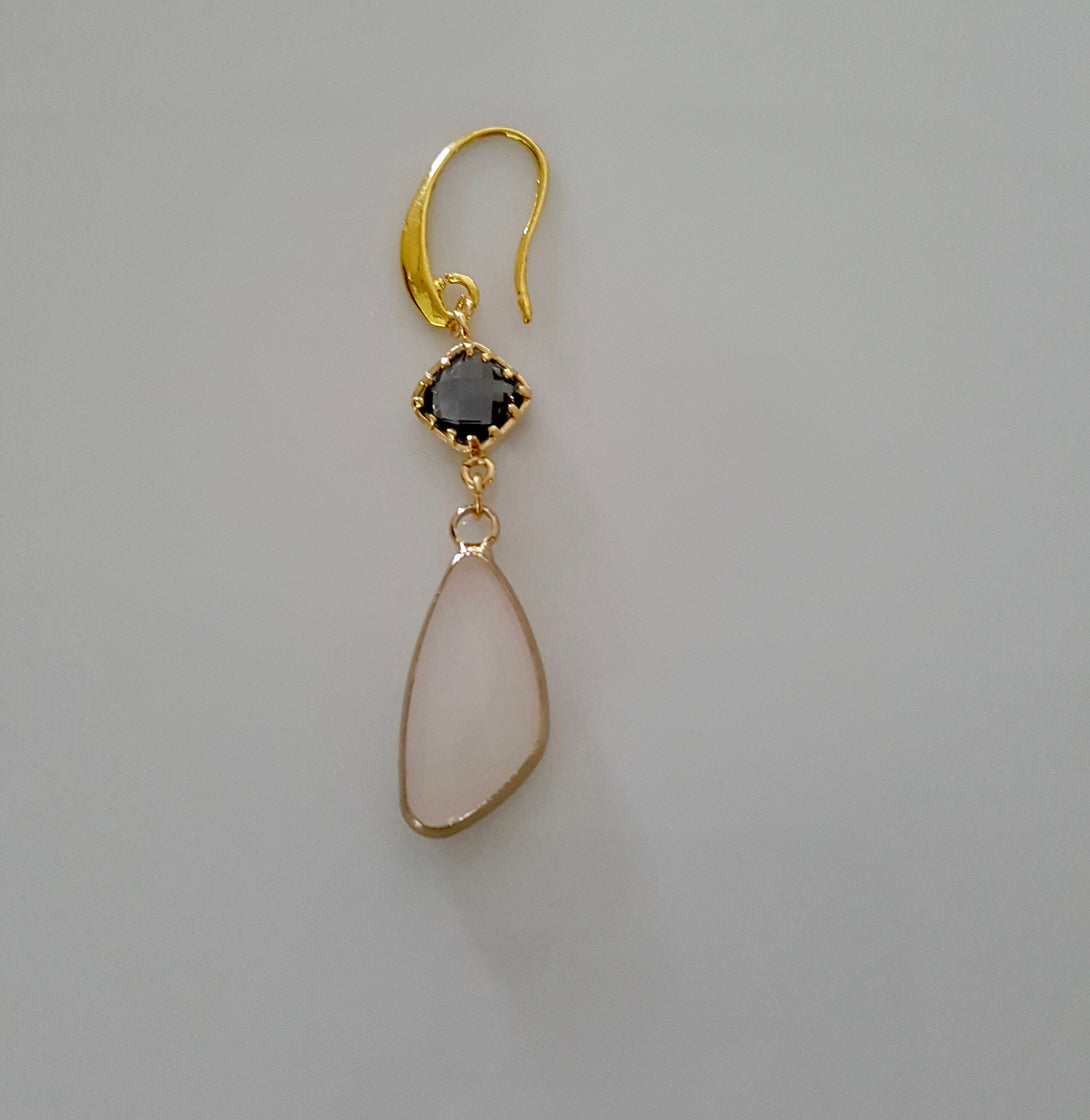 Rose Quartz And Crystal Drop Earrings In Gold Plated Sterling Silver, January Birthstone