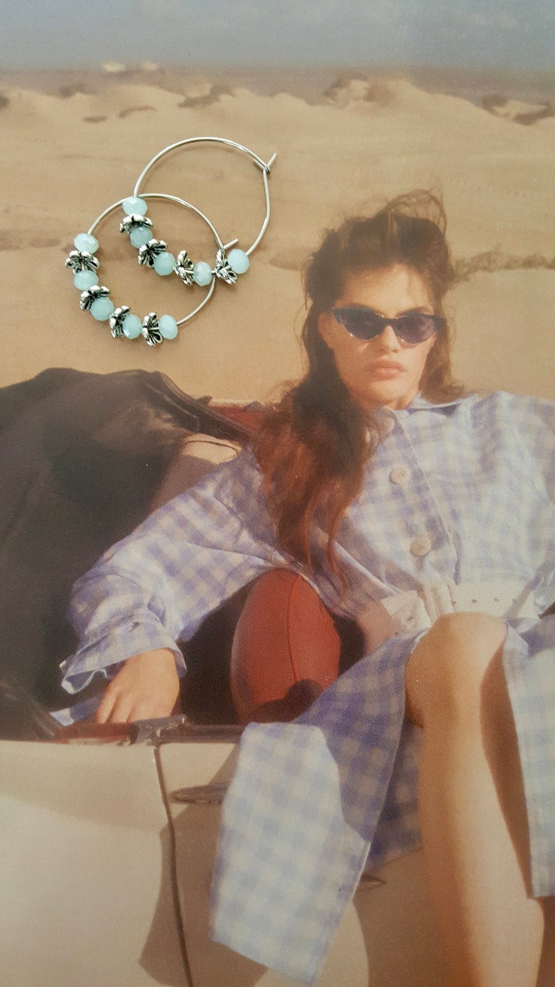 Hoop Earrings With Crystal, Handcrafted