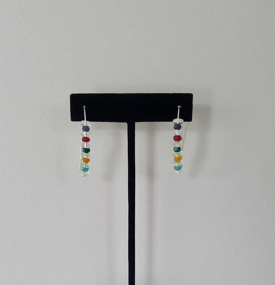 Minimalist, Gemstone, Line Drop Earrings, May, July And September Birthstones