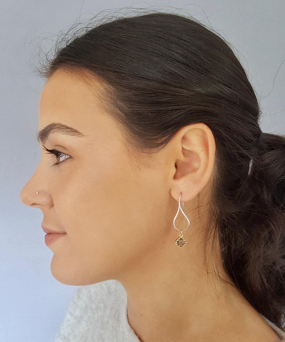 Teardrop Earrings With Crystal Charm