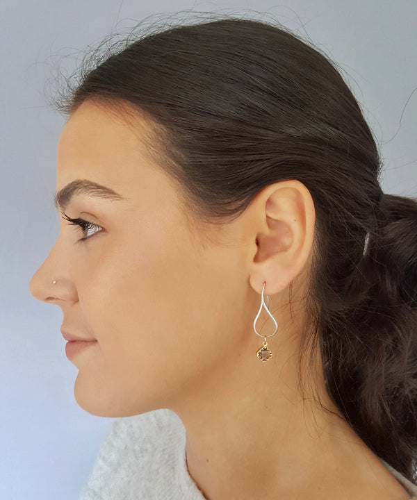 Teardrop Earrings With Crystal Charm