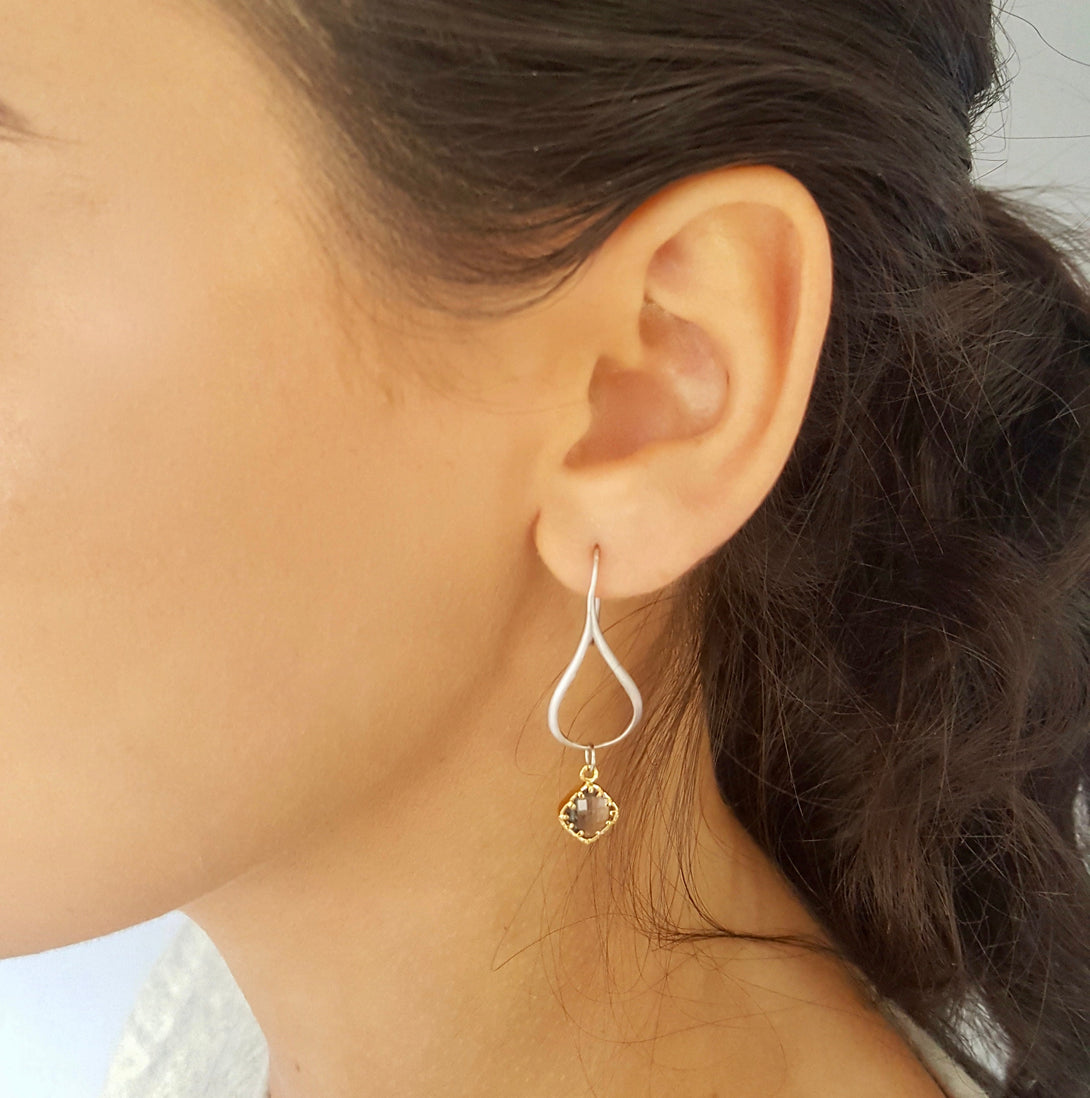 Teardrop Earrings With Crystal Charm