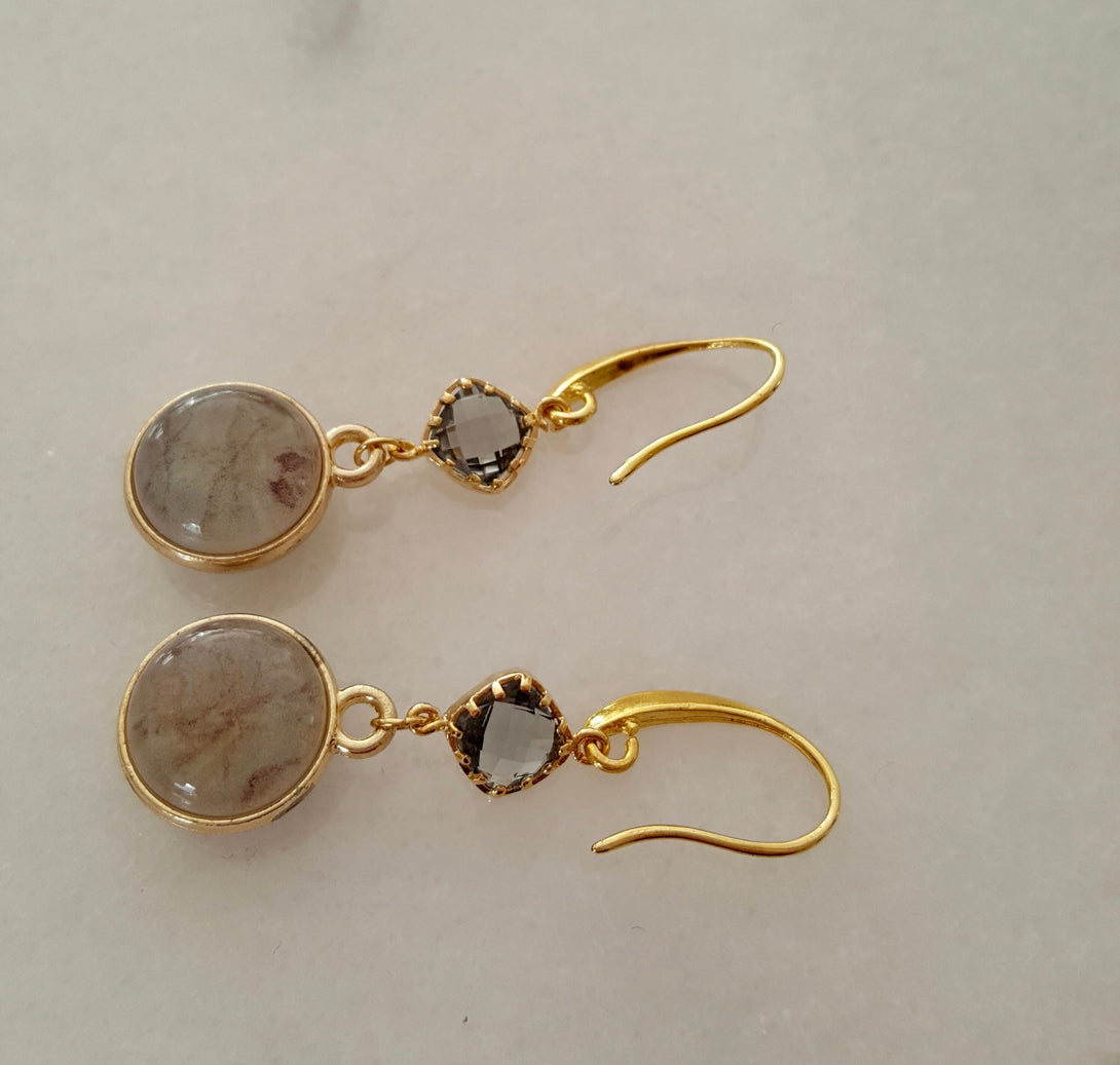 Natural Stone And Sterling Silver Drop Earrings