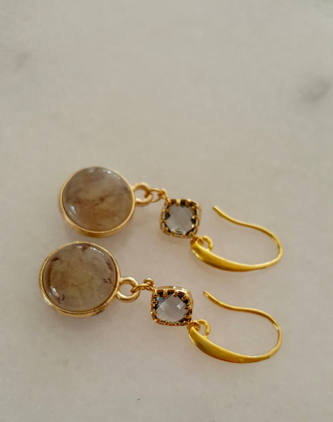 Natural Stone And Sterling Silver Drop Earrings