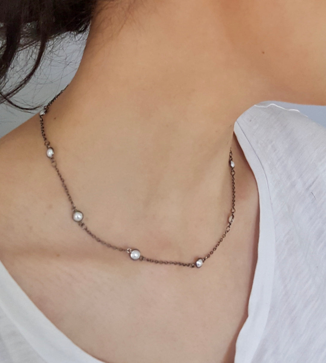 Pearl Satellite Necklace, June Birthstone Jewellery