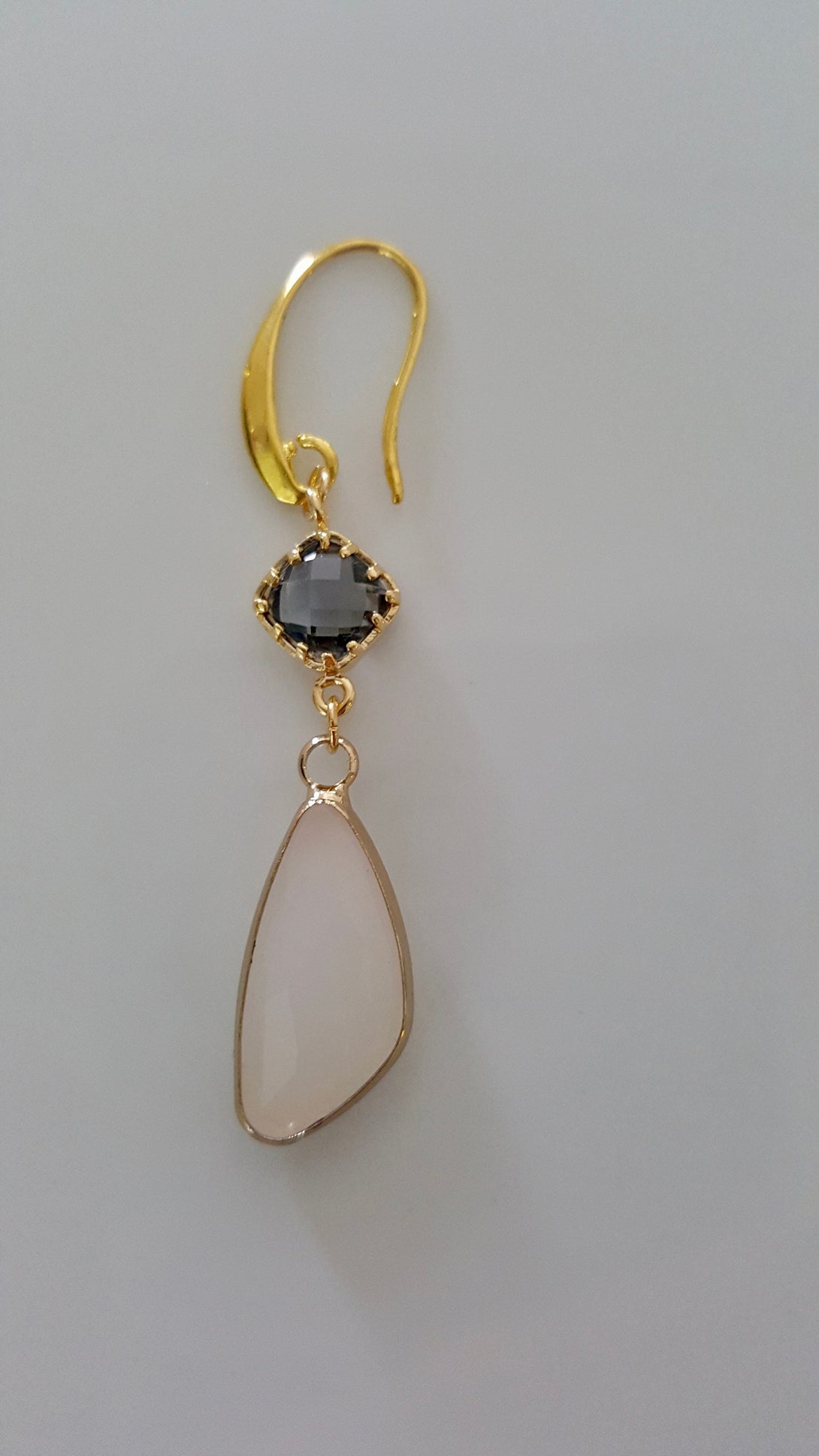 Rose Quartz And Crystal Drop Earrings In Gold Plated Sterling Silver, January Birthstone