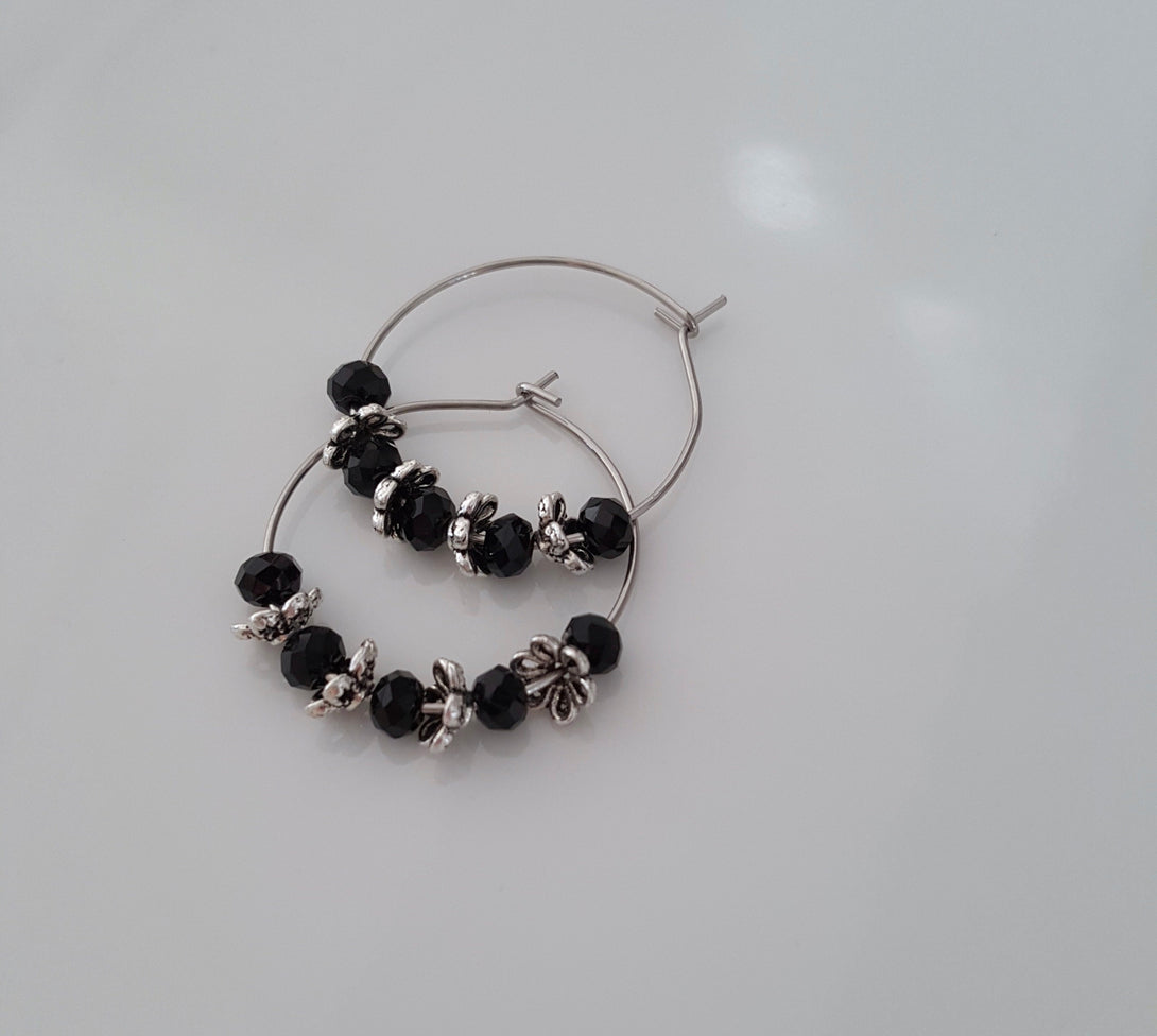 Hoop Earrings With Crystal, Handcrafted