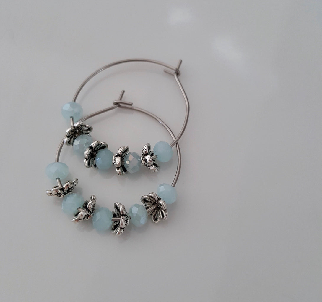 Hoop Earrings With Crystal, Handcrafted