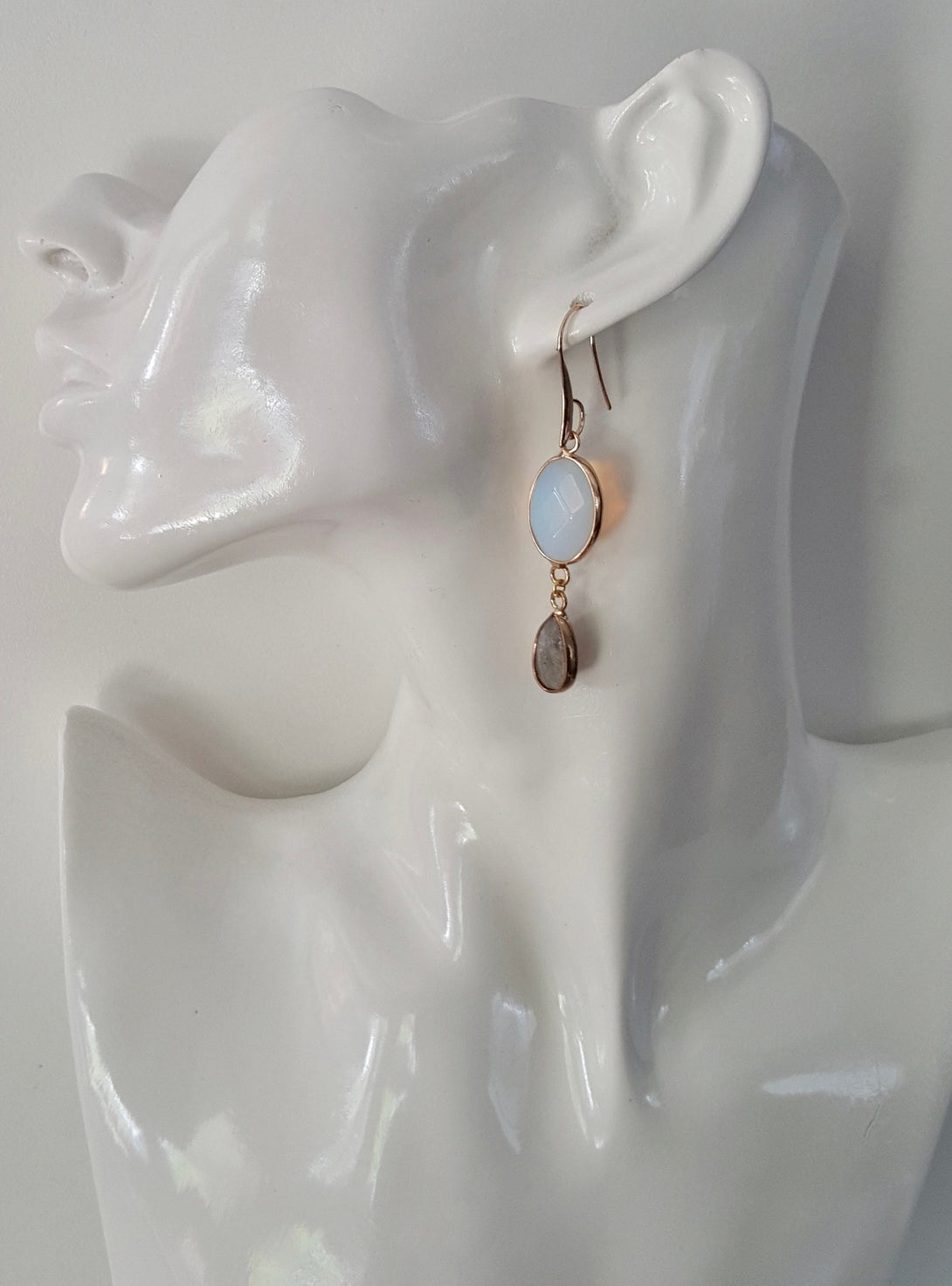 Opal And Labradorite Earrings, February And December Birthstone Jewellery