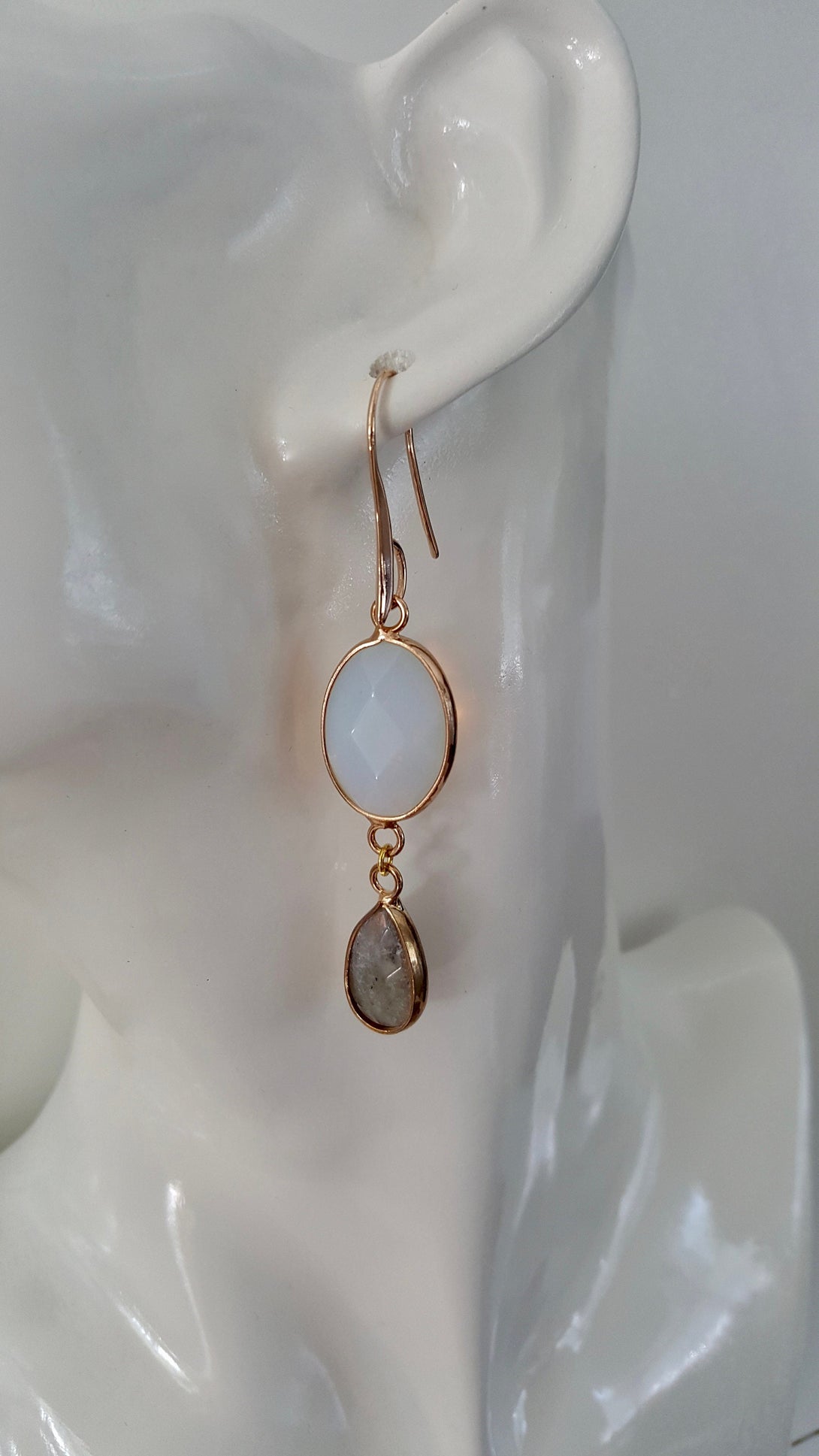 Opal And Labradorite Earrings, February And December Birthstone Jewellery