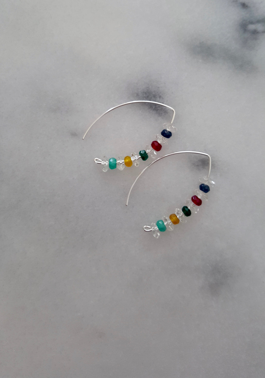 Minimalist, Gemstone, Line Drop Earrings, May, July And September Birthstones