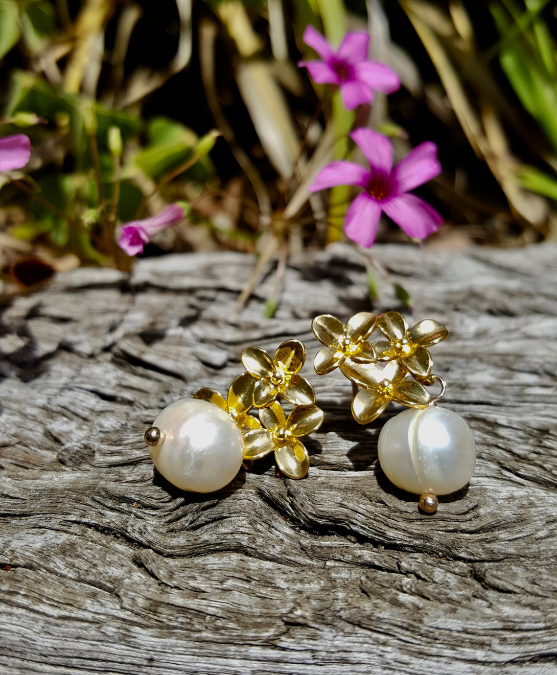 Handcrafted, Bridal Floral Pearl Earrings, June Birthstone Jewellery