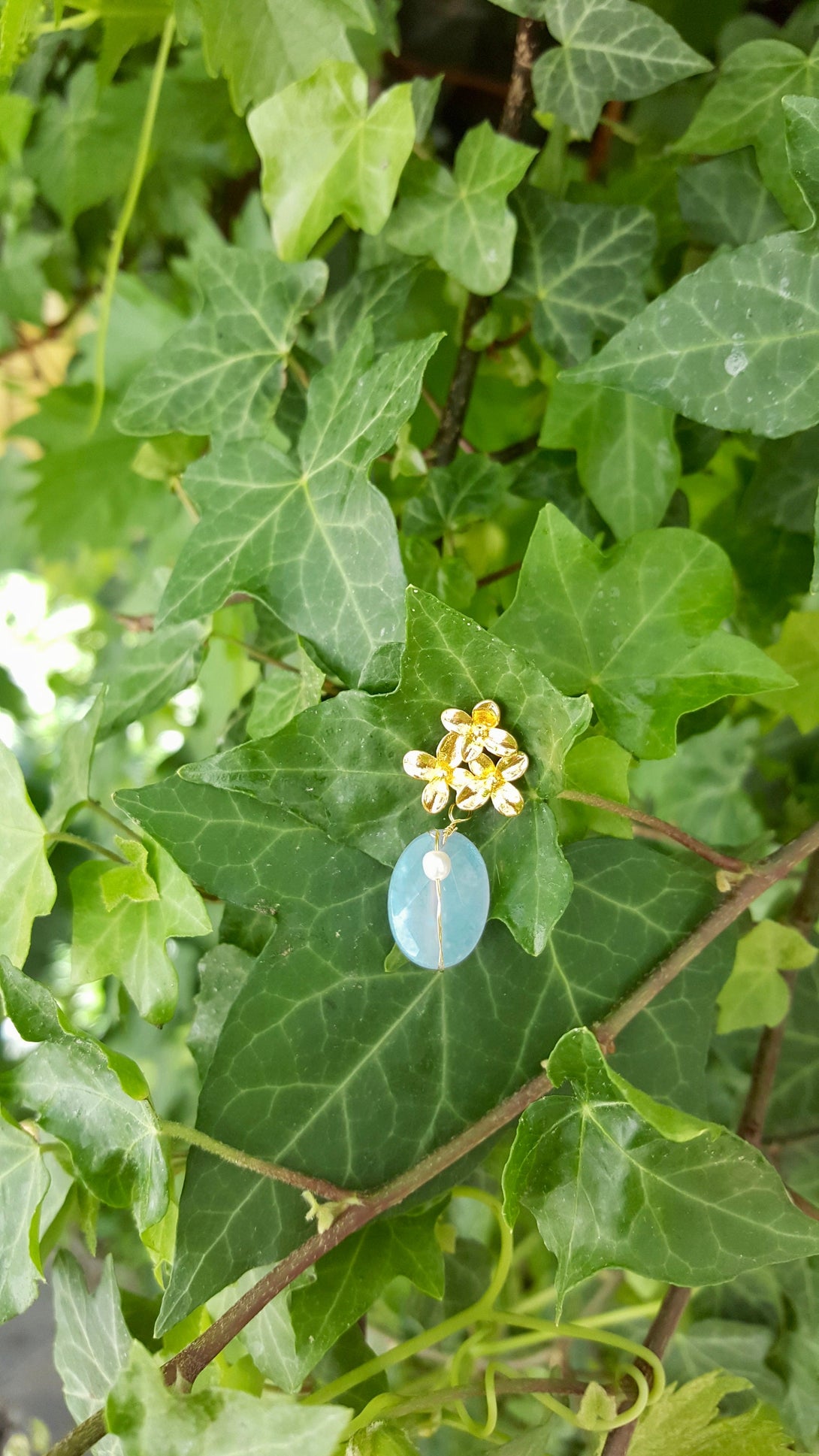 Wire Wrap Gemstone And Pearl Floral Drop Earrings