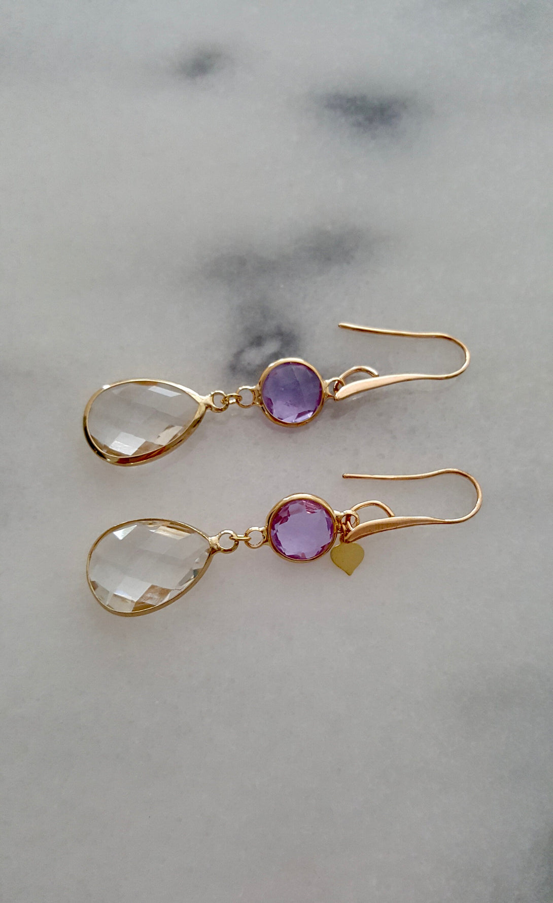 Handcrafted Light Rose Gold Gemstone Drop Earrings