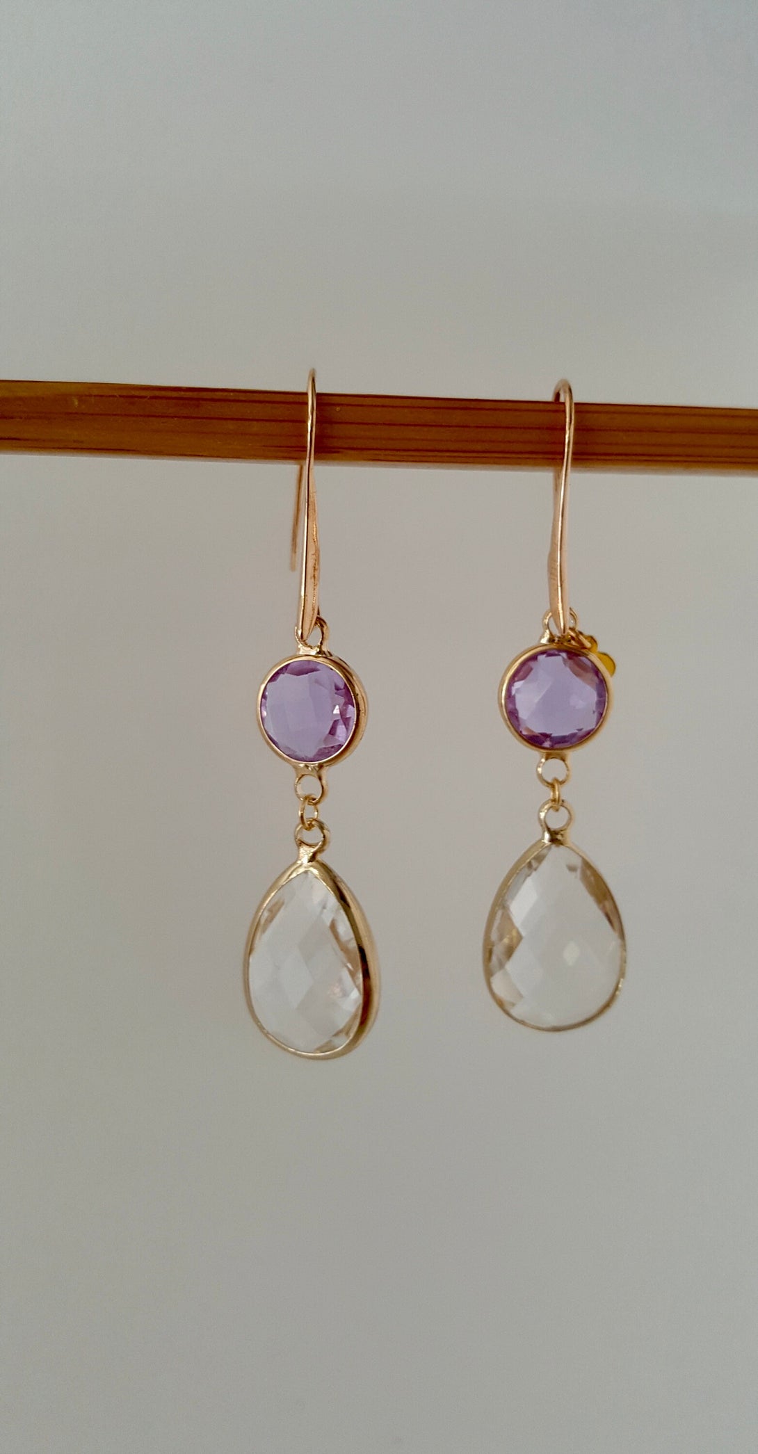 Handcrafted Light Rose Gold Gemstone Drop Earrings