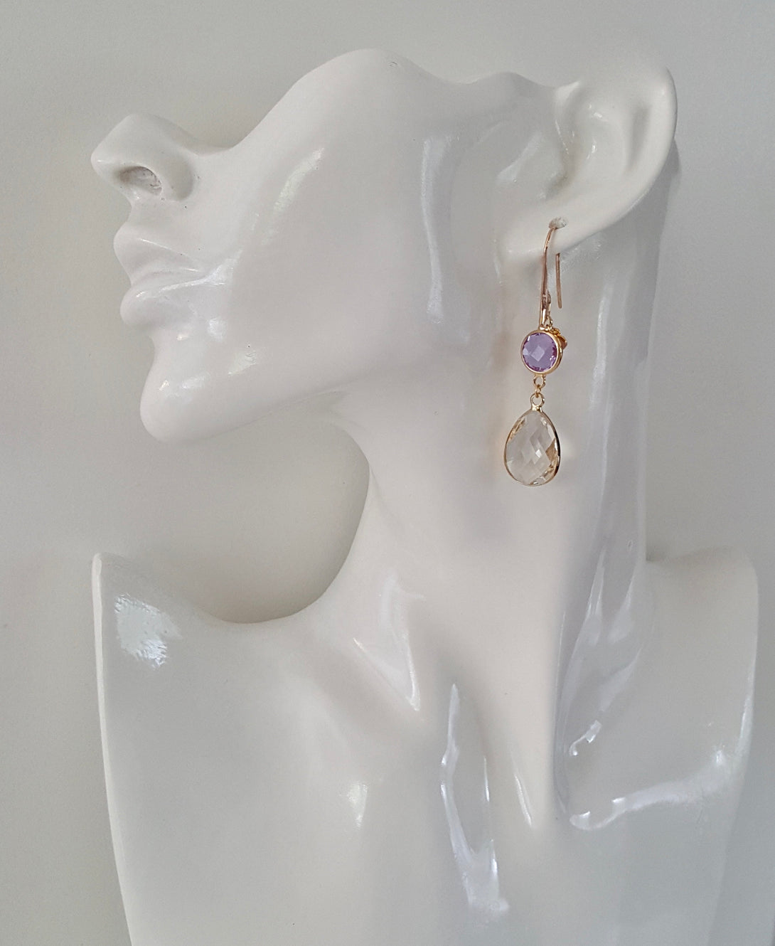 Handcrafted Light Rose Gold Gemstone Drop Earrings