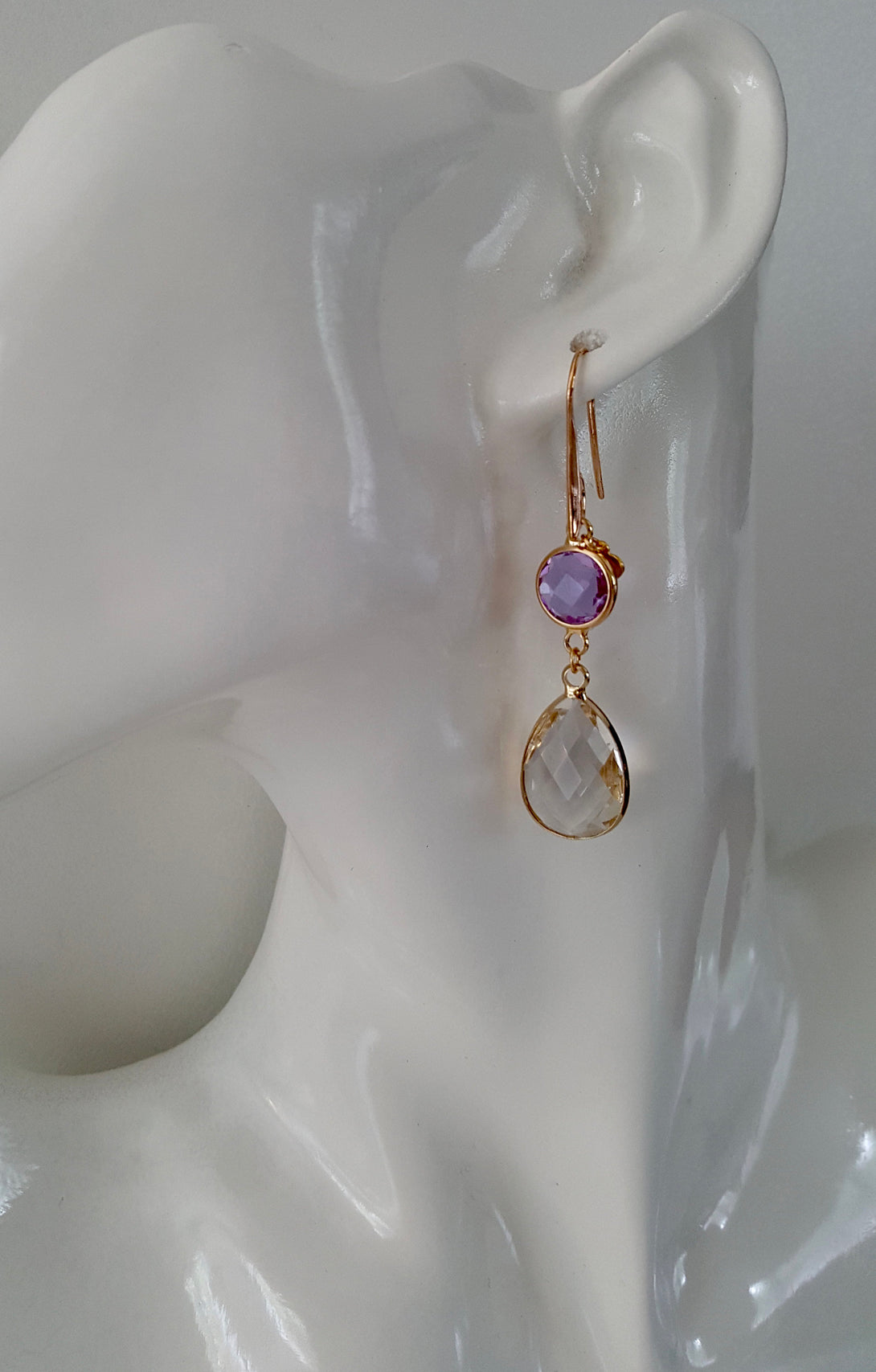 Handcrafted Light Rose Gold Gemstone Drop Earrings