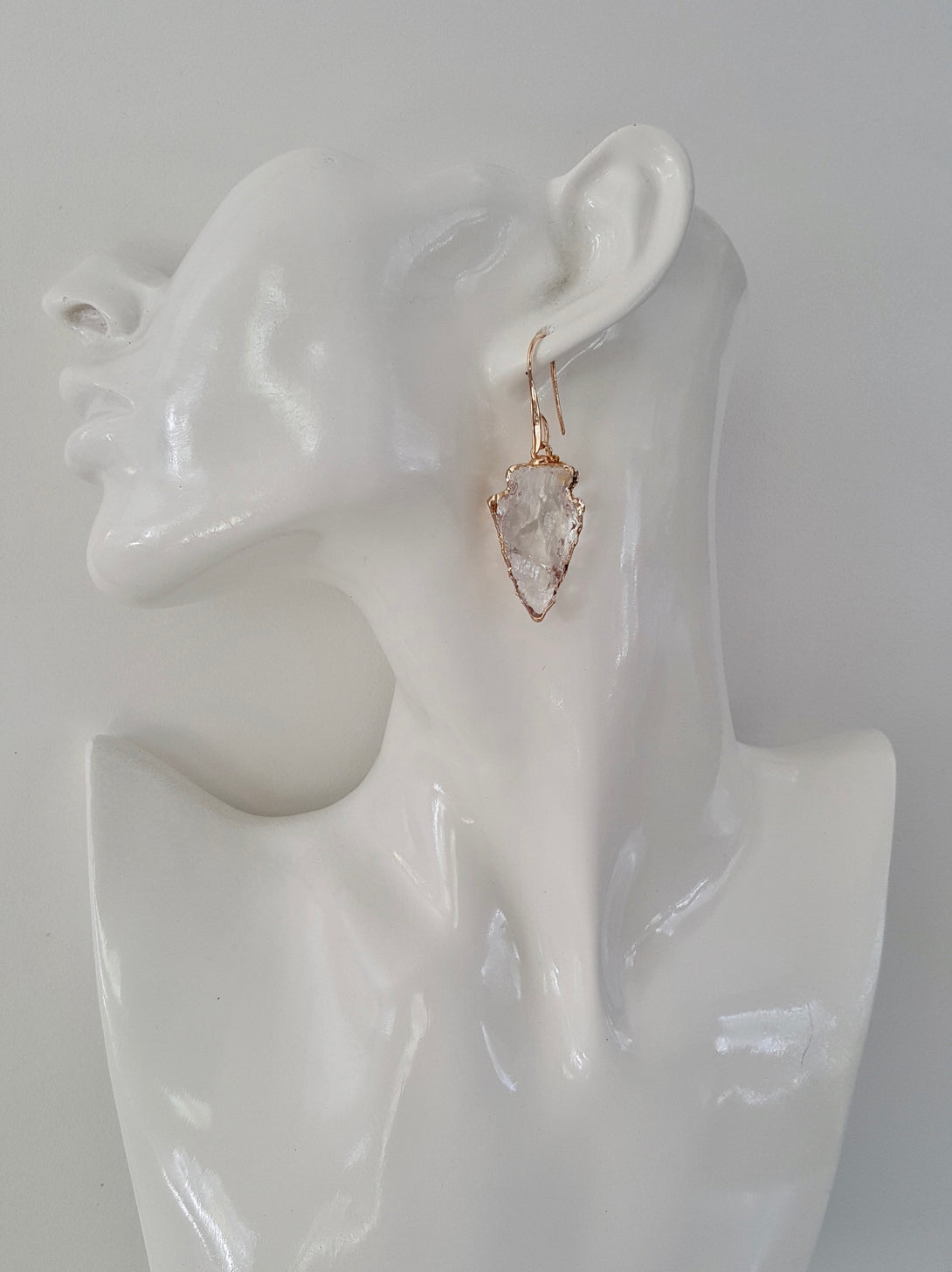 Raw Quartz Crystal Drop Earrings