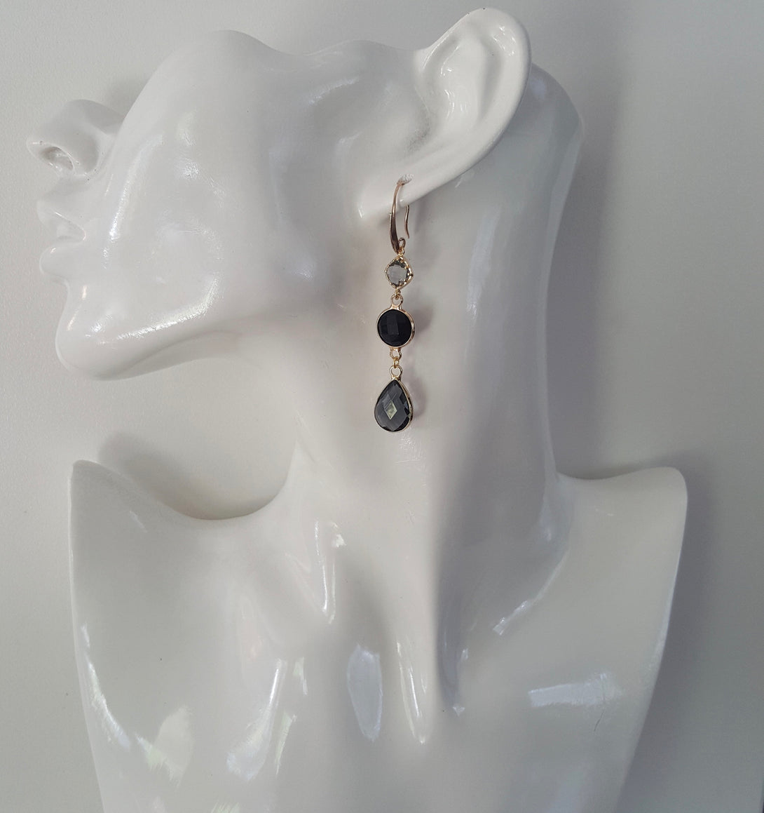 Light Weight, Gemstone Earrings, Onyx, Charcoal Quartz, Healing Gemstones