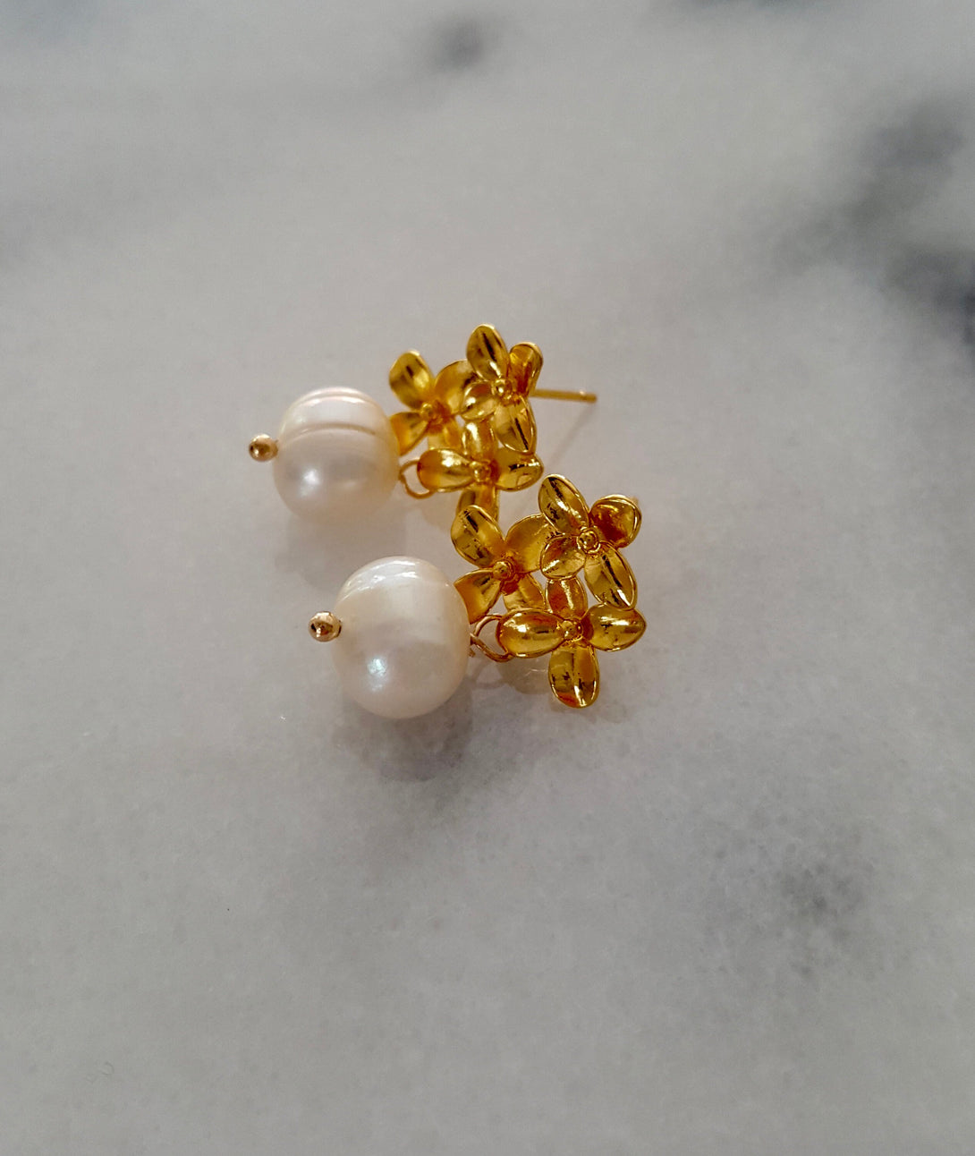 Handcrafted, Bridal Floral Pearl Earrings, June Birthstone Jewellery