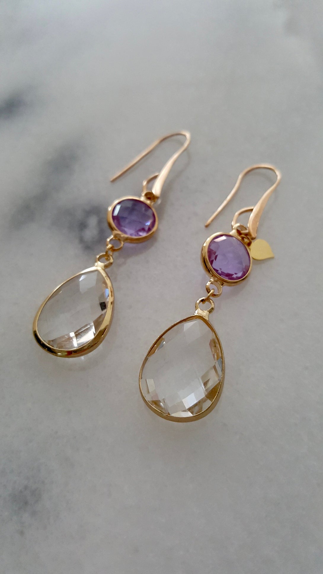 Handcrafted Light Rose Gold Gemstone Drop Earrings