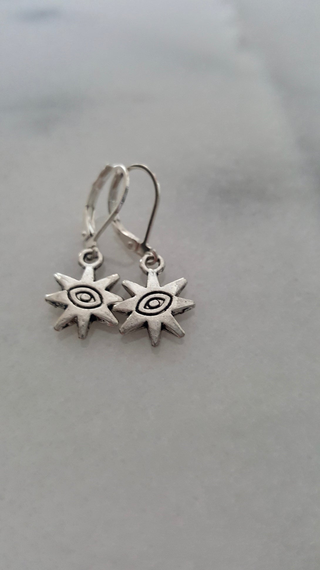 Handcrafted Silver Evil Eye Drop Earrings