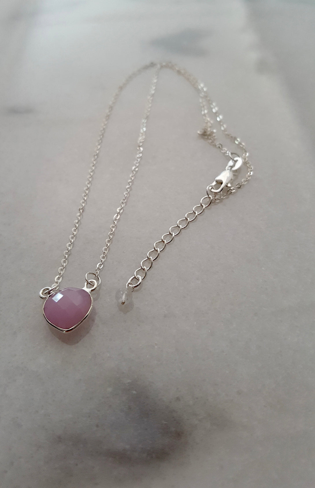 Rose Quartz Heart Necklace, October Birthstone Jewellery