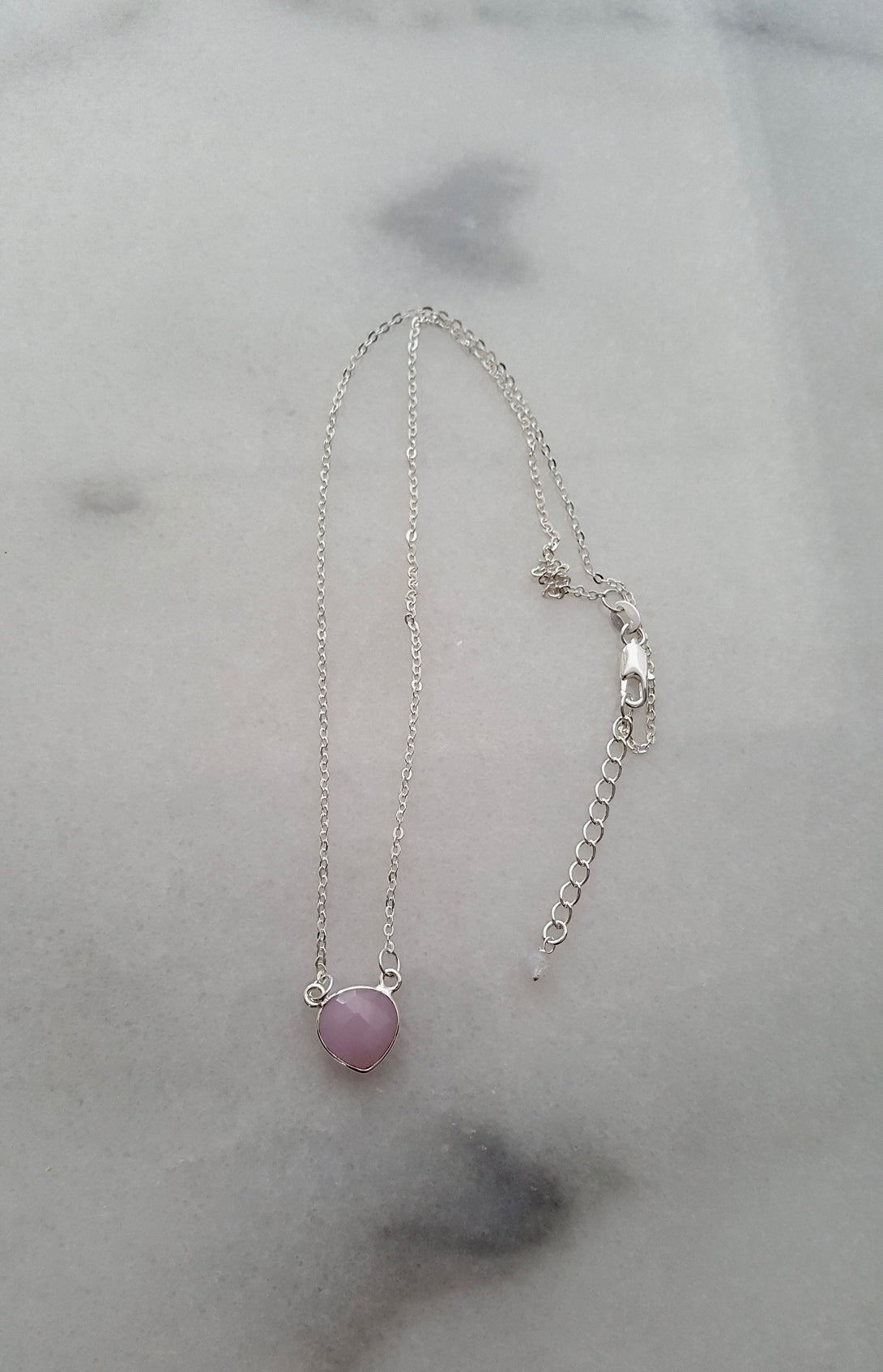 Rose Quartz Heart Necklace, October Birthstone Jewellery