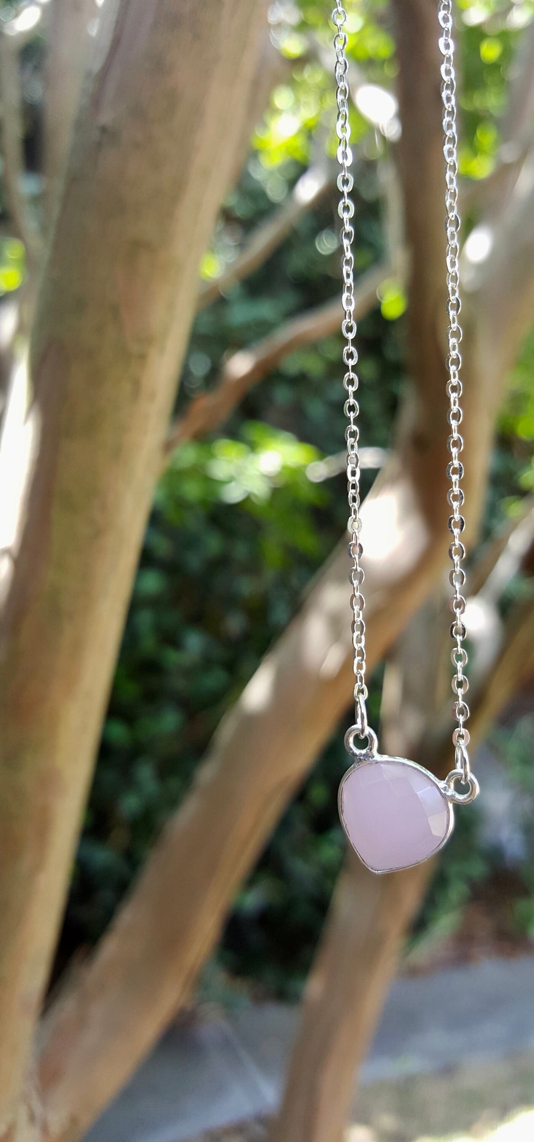 Rose Quartz Heart Necklace, October Birthstone Jewellery