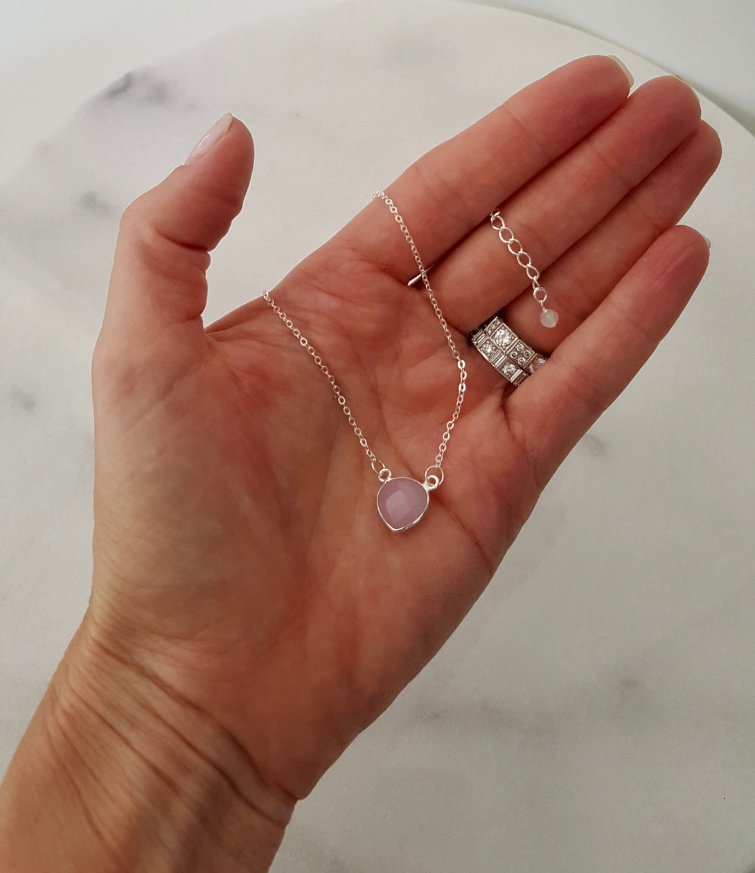 Rose Quartz Heart Necklace, October Birthstone Jewellery