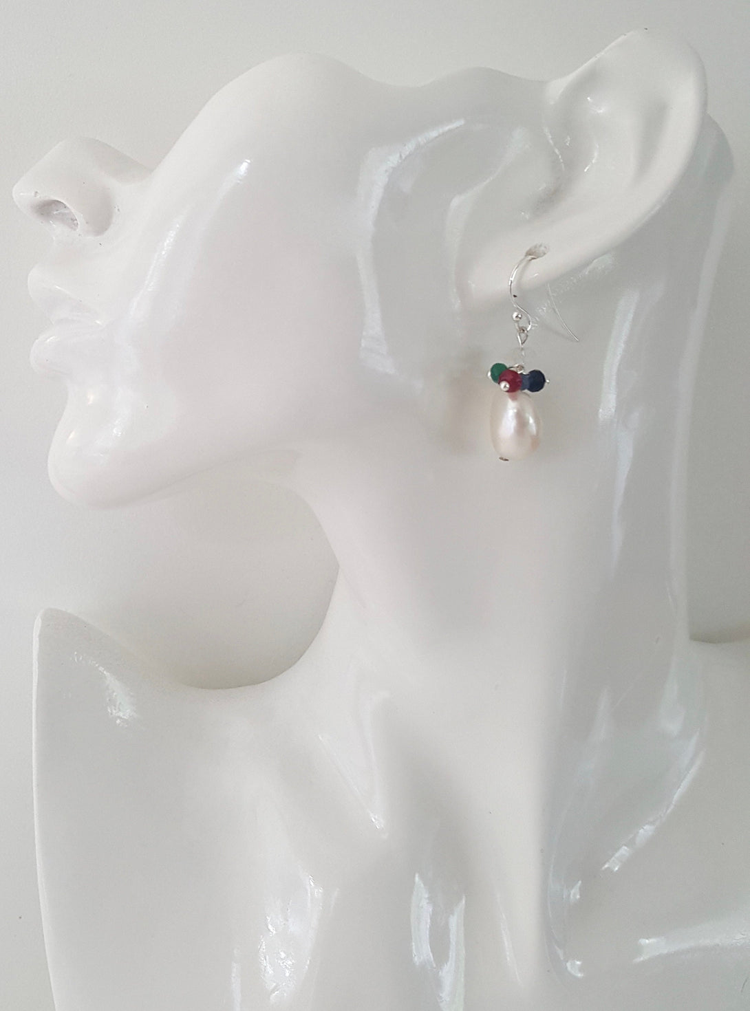 Handmade Baroque Pearl And Gemstone Drop Earrings, June Birthstone Jewellery