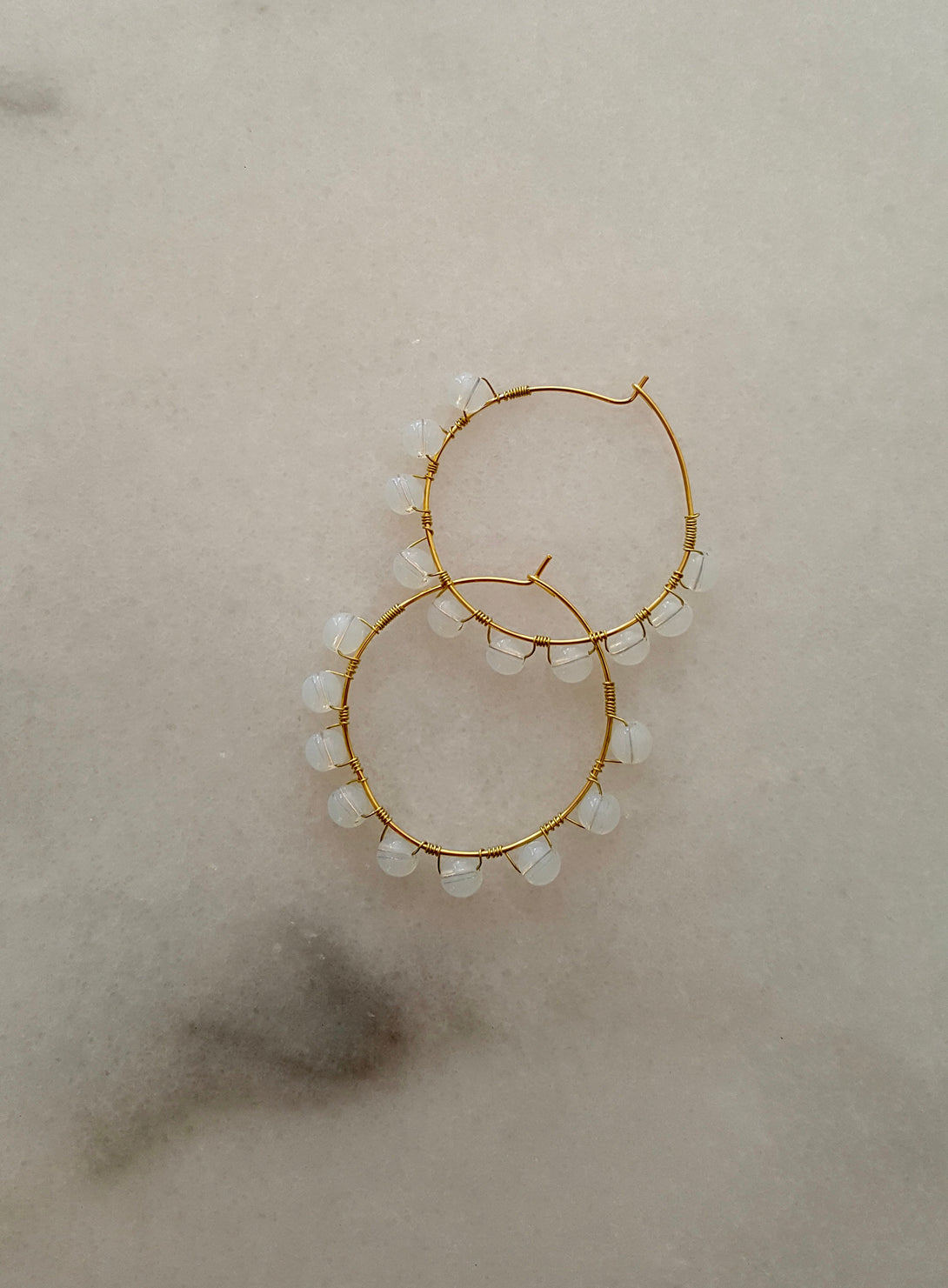 Rainbow Moonstone Hoop Earrings, June Birthstone Jewellery