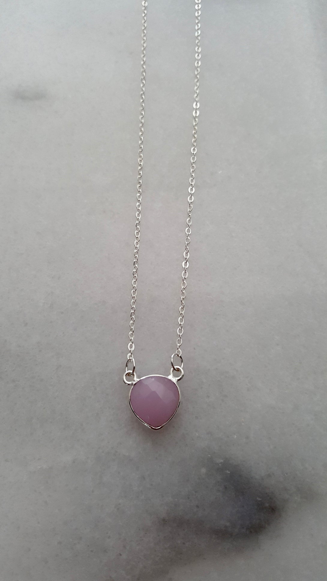 Rose Quartz Heart Necklace, October Birthstone Jewellery