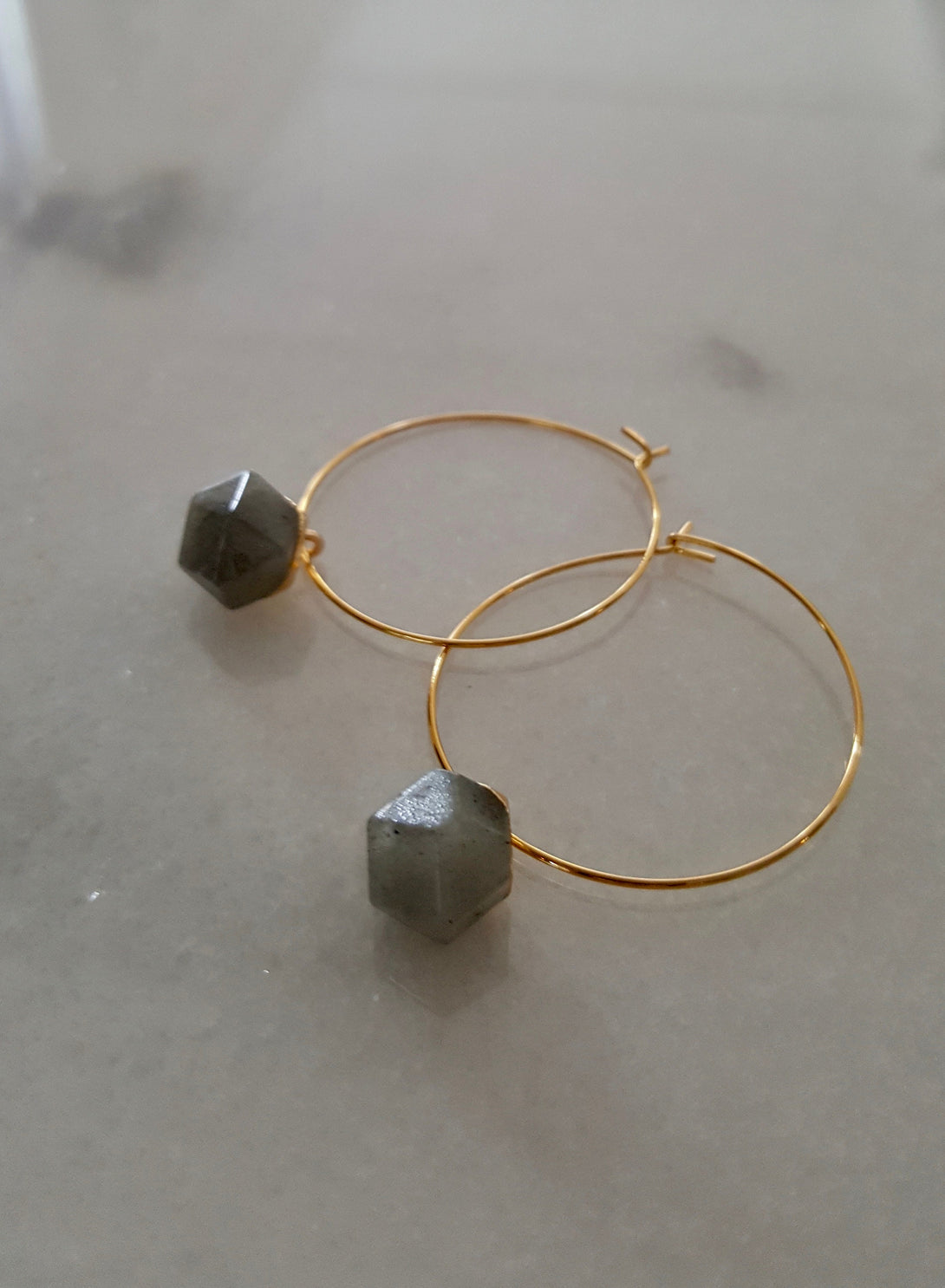 Raw Stone Hoop Earrings, Birthstone Jewellery