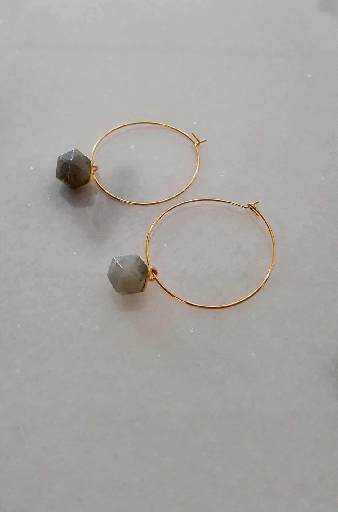 Raw Stone Hoop Earrings, Birthstone Jewellery