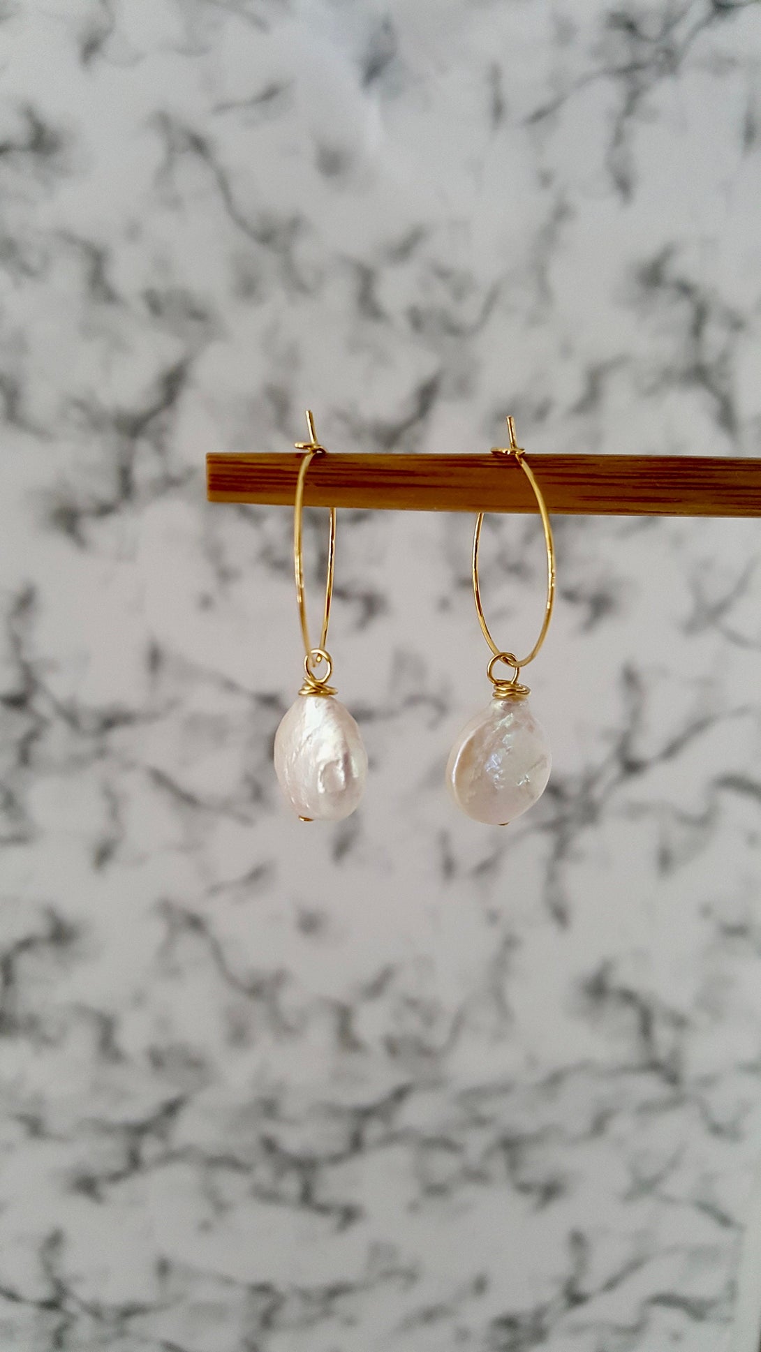 Gold Coin Pearl Hoop Earrings, Symbolic June Birthstone Jewellery